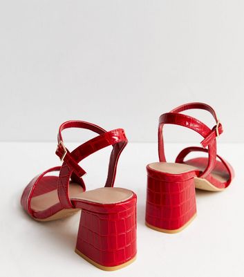 Red croc sale wedges