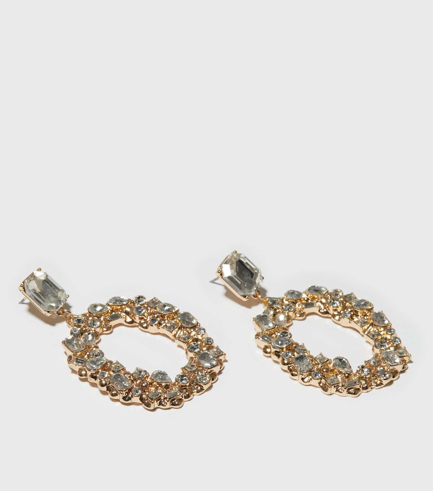 Gold Diamanté Circle Doorknocker Earrings