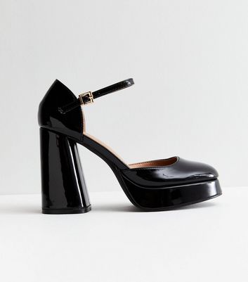 Black Suedette Peep Toe Platform Block Heels | New Look