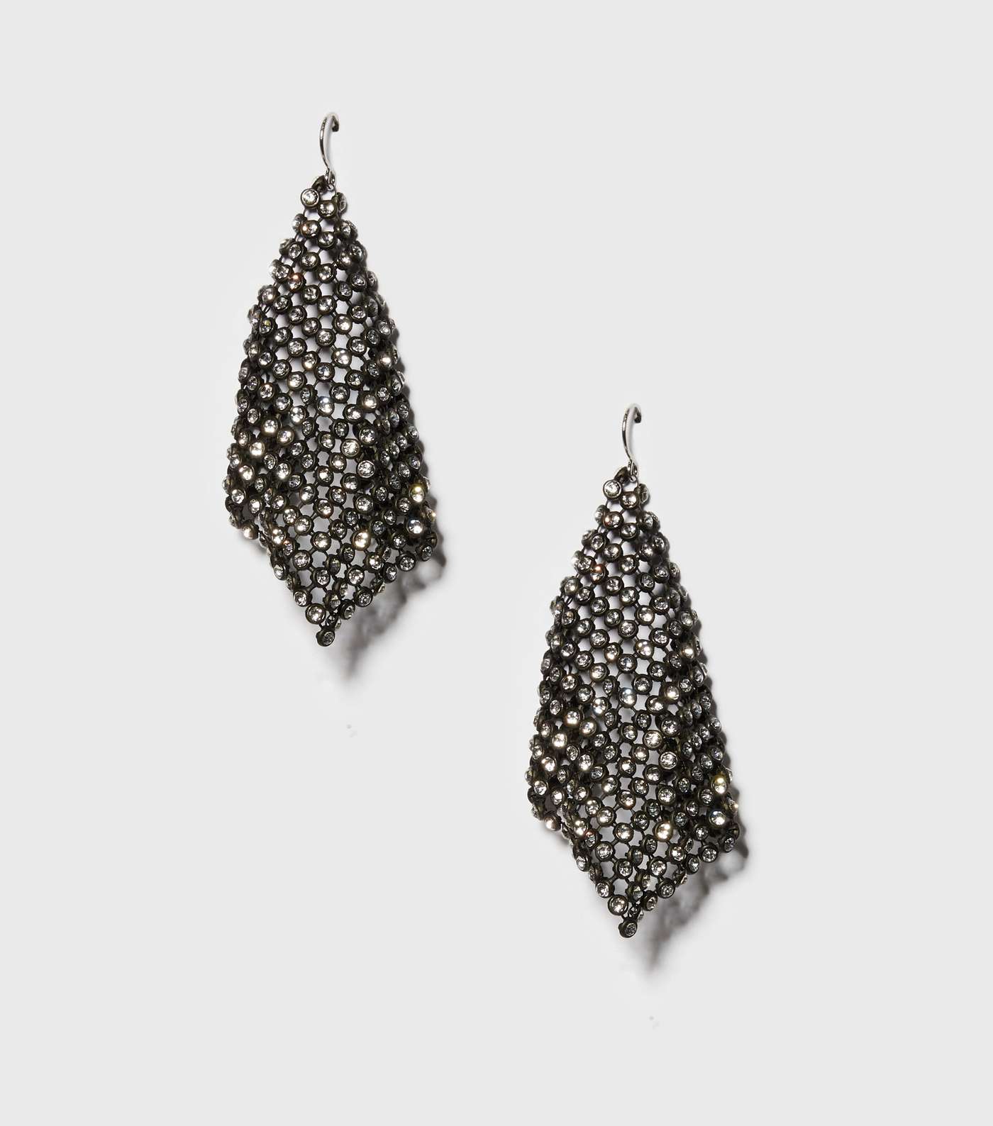 Silver Diamanté Chainmail Earrings Image 2