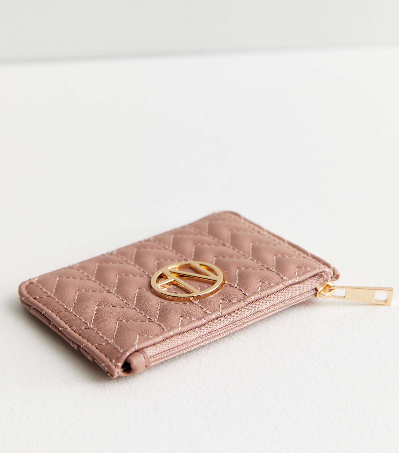 Mid Pink Leather-Look Chevron Card Holder Image 3