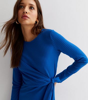 blue ribbed dress zara