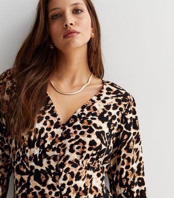 Leopard print outlet wrap tea dress