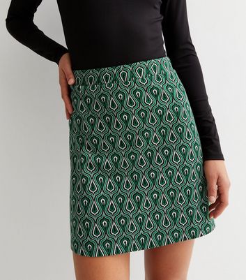 High waisted hotsell green mini skirt