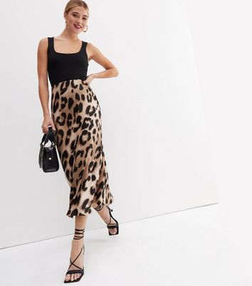 Share 69+ satin leopard midi skirt