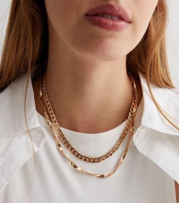 Gold Twist and Chunky Chain Layered Necklace New Look