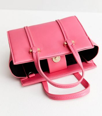 Bright Pink Leather Look Mini Cross Body Tote Bag New Look