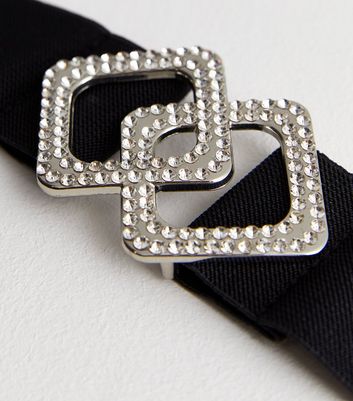 Silver Diamante Stretch Belt New Look