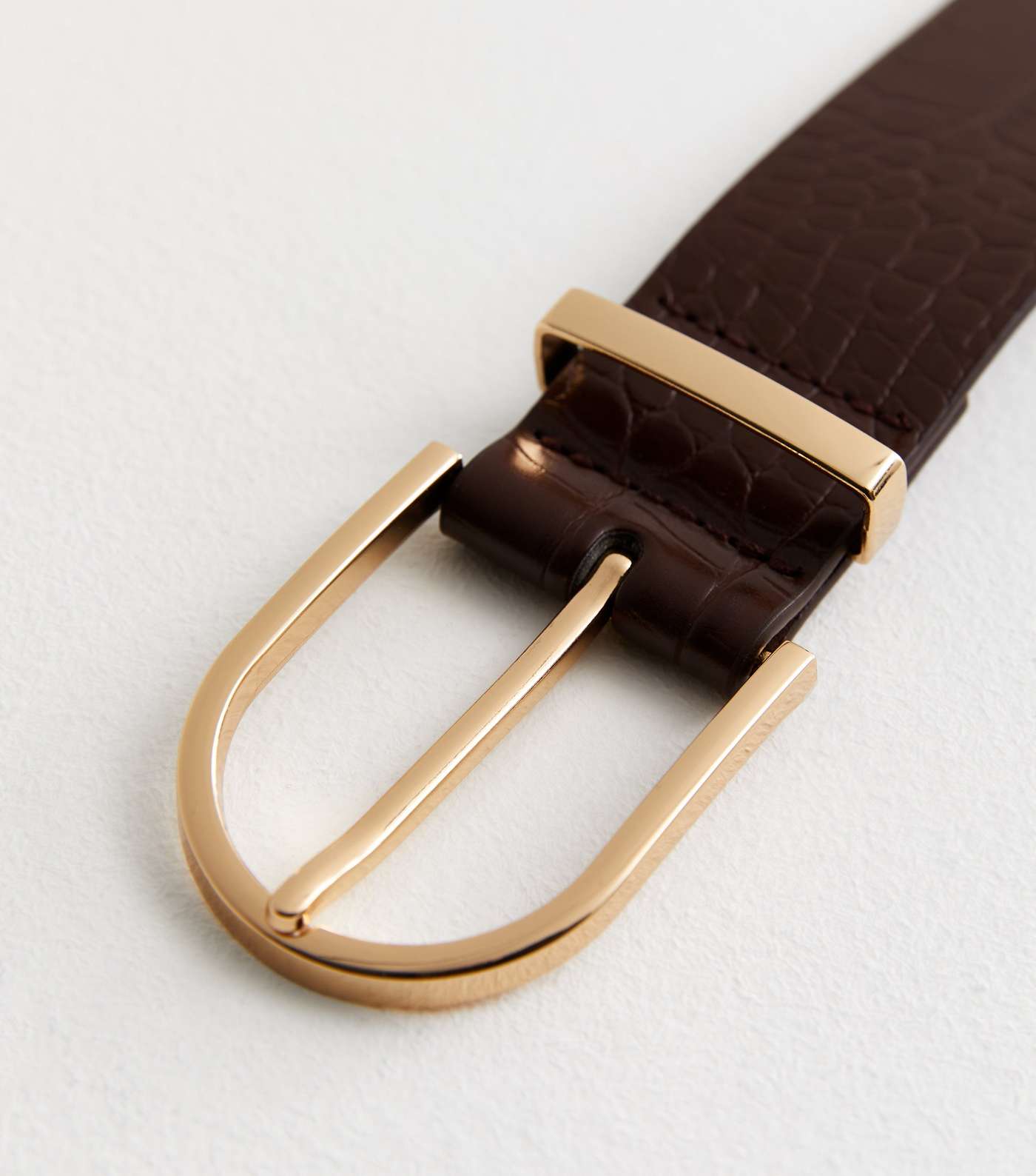 Brown Leather-Look Faux Croc Belt Image 3