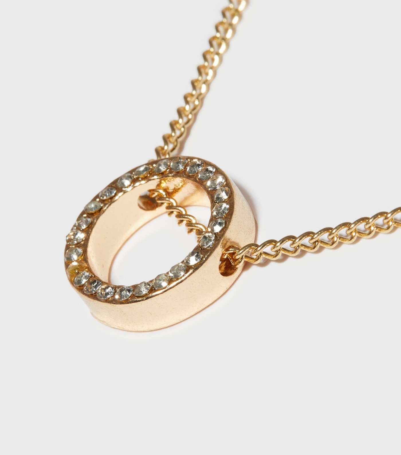 Gold Diamanté Circle Pendant Necklace Image 4