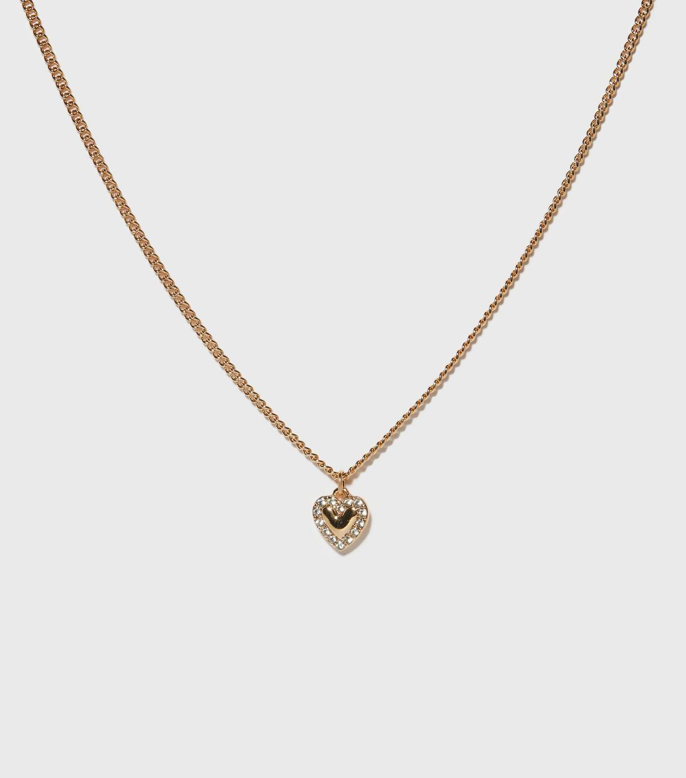 Gold Diamanté Single Heart Pendant Necklace
