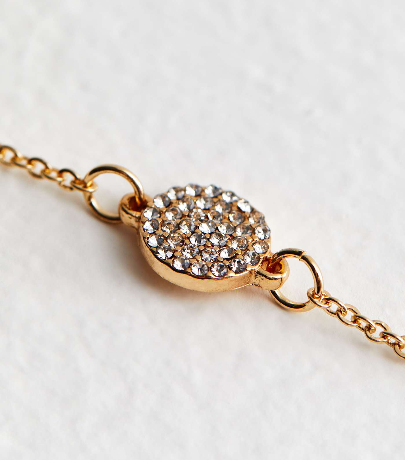 Gold Diamanté Disc Pendant Necklace Image 4