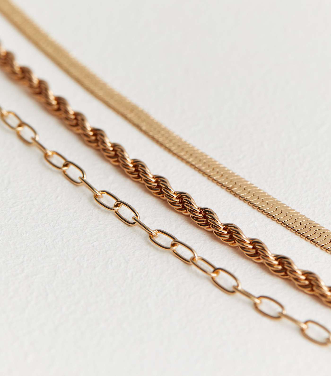 Gold Twist Textured and Chain Layered Necklace Image 4