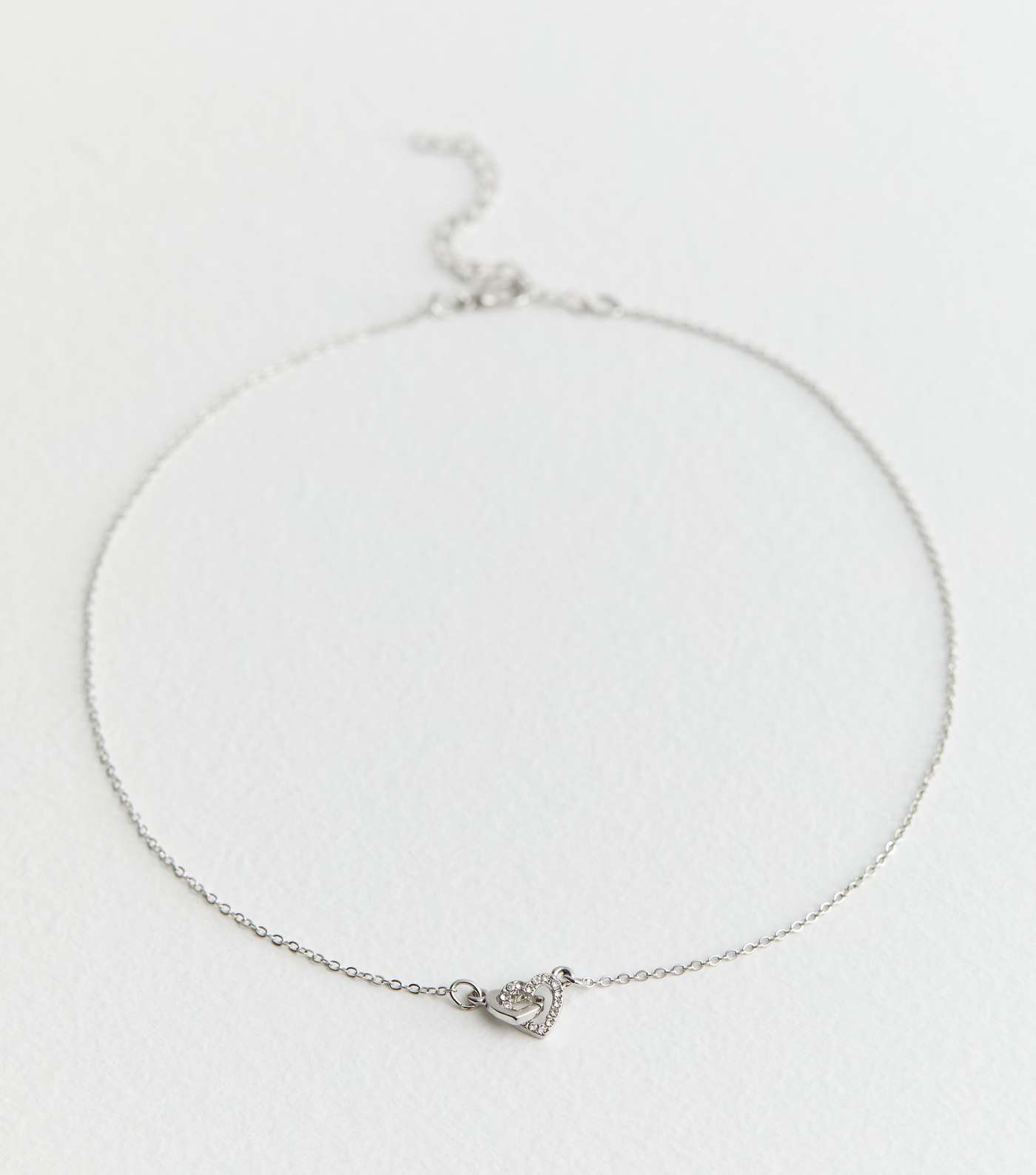 Silver Diamanté Heart Pendant Necklace Image 2