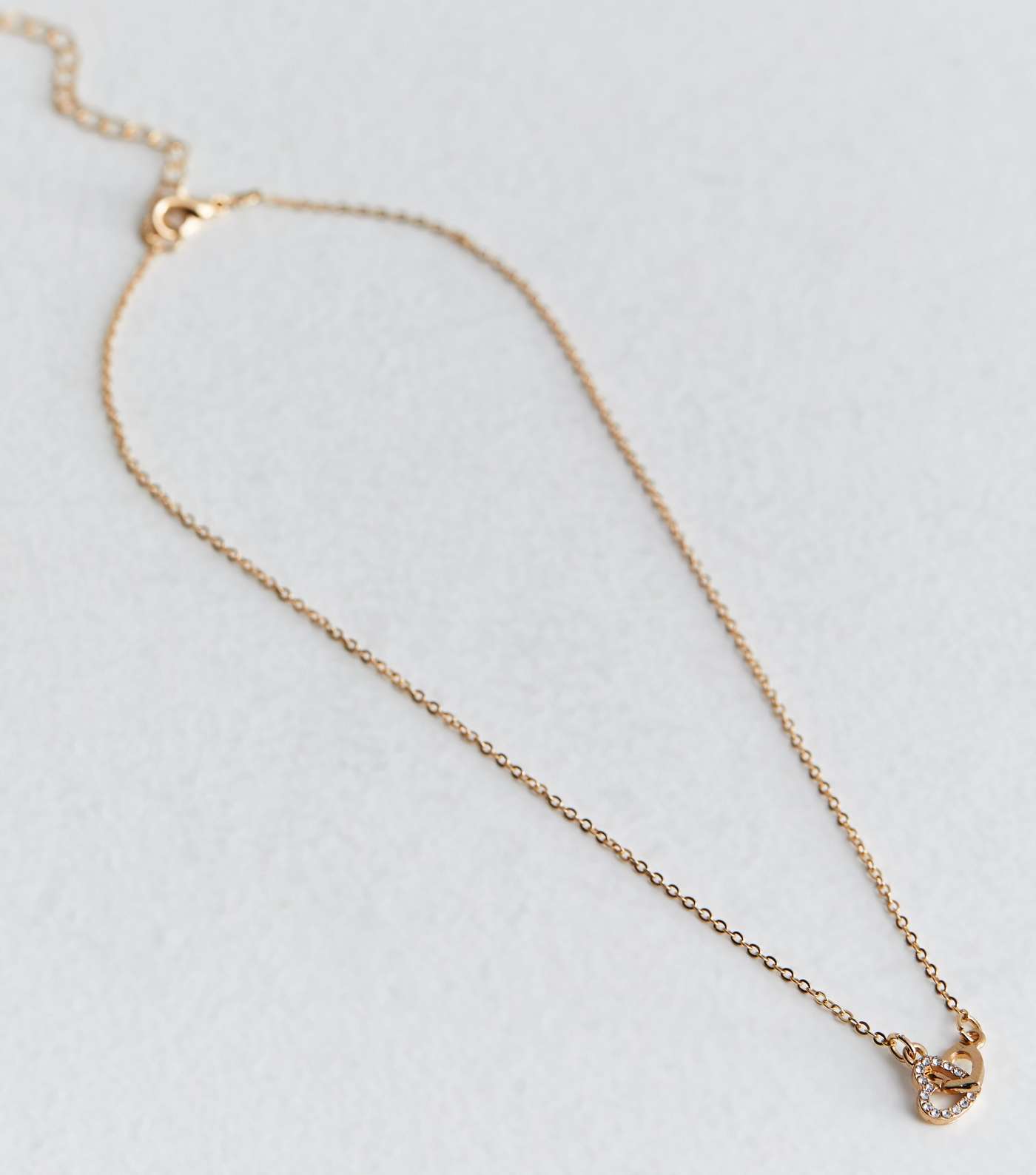Gold Diamanté Heart Pendant Necklace Image 3