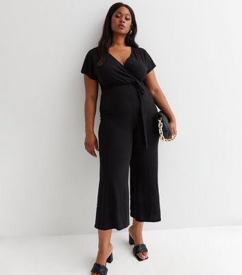 Shops black ribbed jumpsuit new look