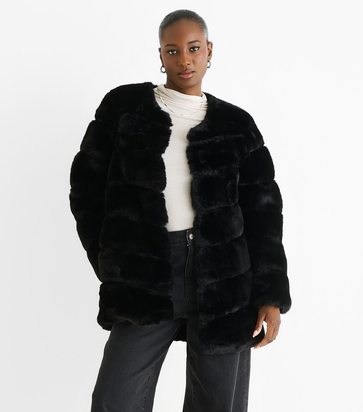 Women's Black Faux Fur Coat Gini London New Look