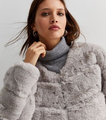 Ladies grey hotsell fur jacket