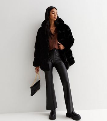 Faux fur clearance coat black zara