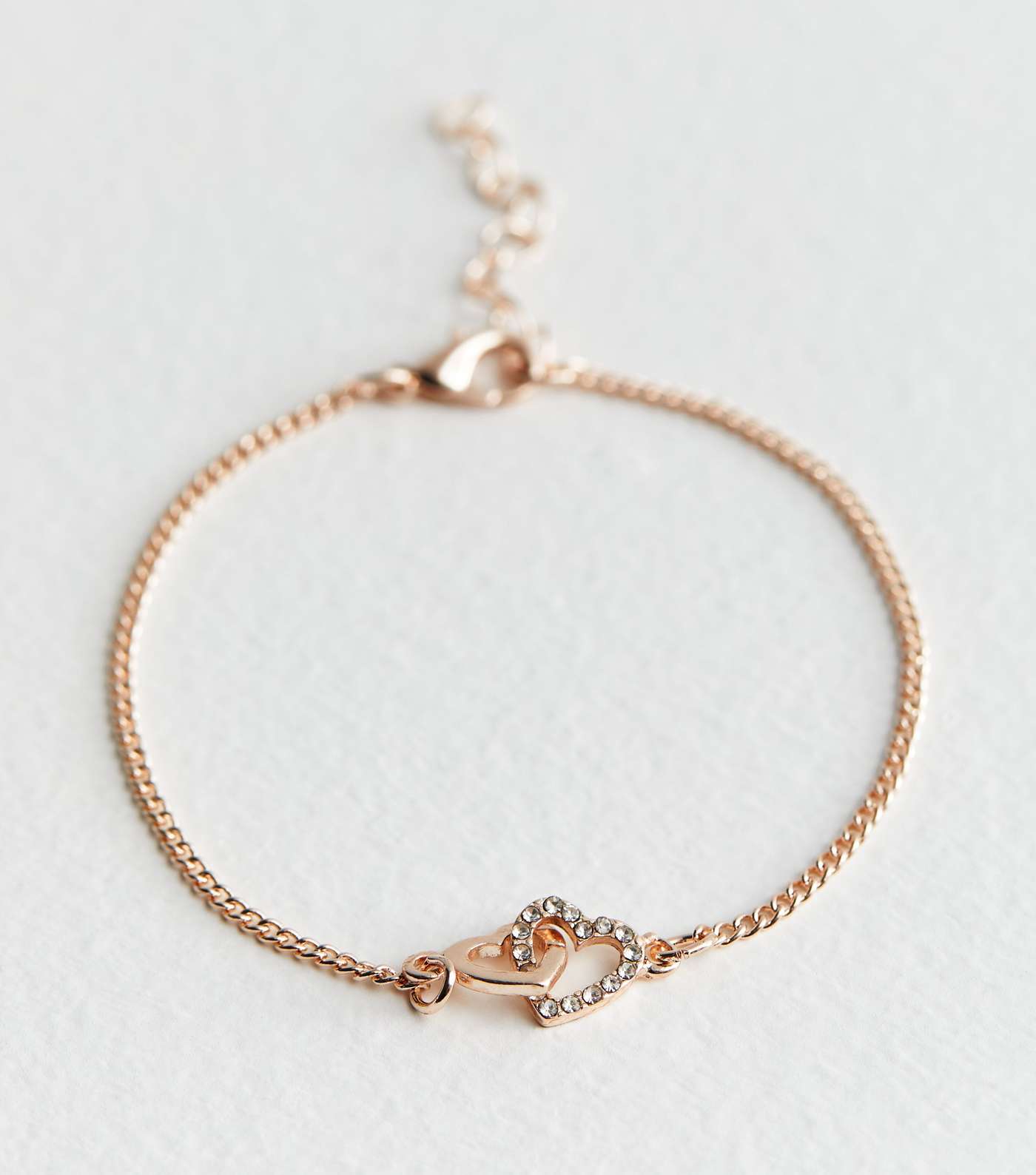 Rose Gold Diamanté Heart Bracelet Image 2