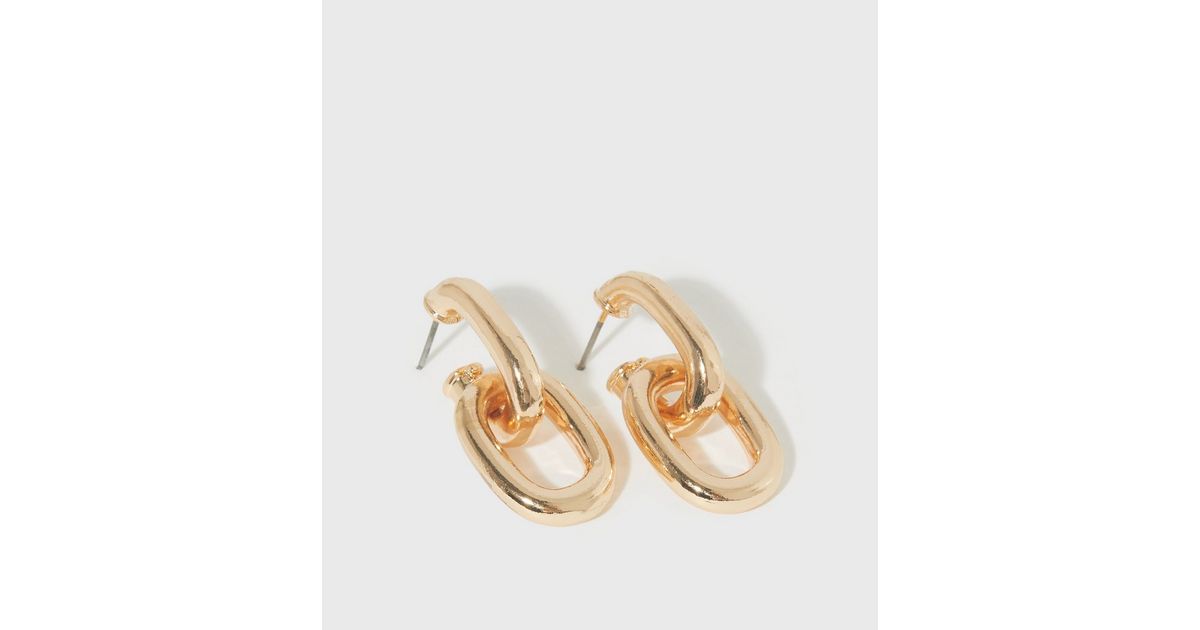 Gold Chain Link Drop Earrings New Look