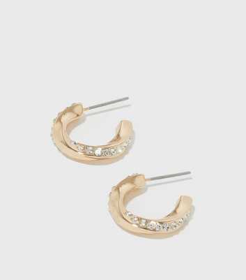 Gold Diamanté Twist Mini Hoop Earrings