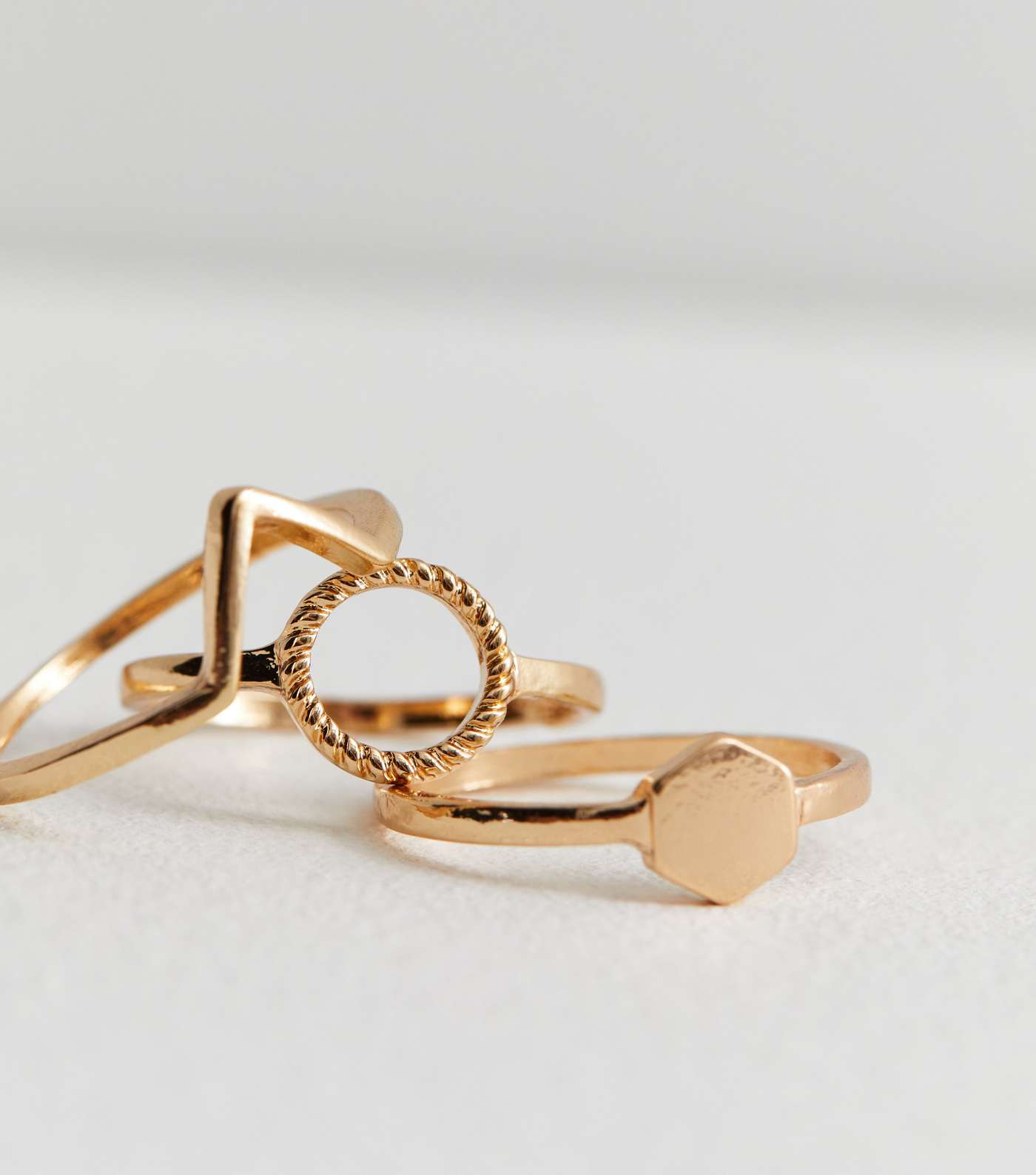 3 Pack Gold Circle and Triangle Stacking Rings Image 2