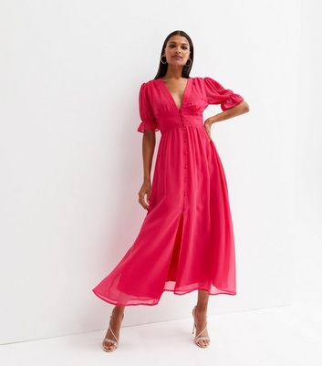 Cutie London Bright Pink Chiffon Button 