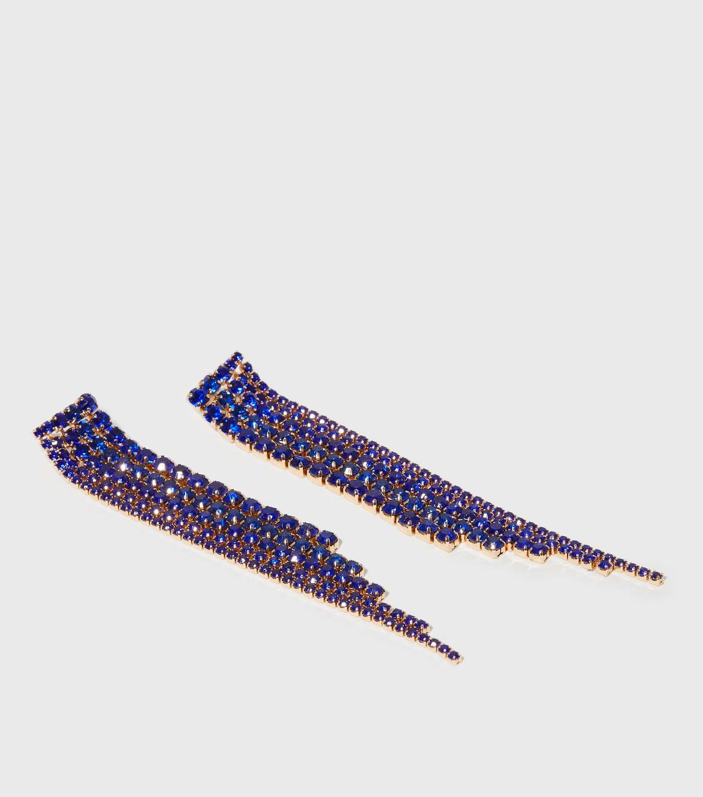 Blue Diamanté Tassel Drop Earrings