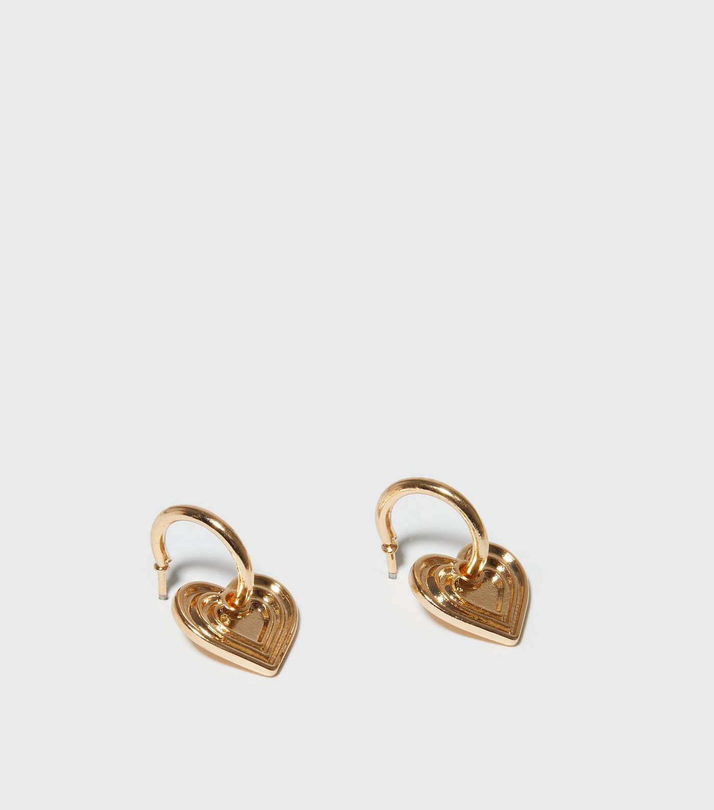 Gold Retro Heart Charm Earrings