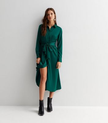 Green tie shop waist dress