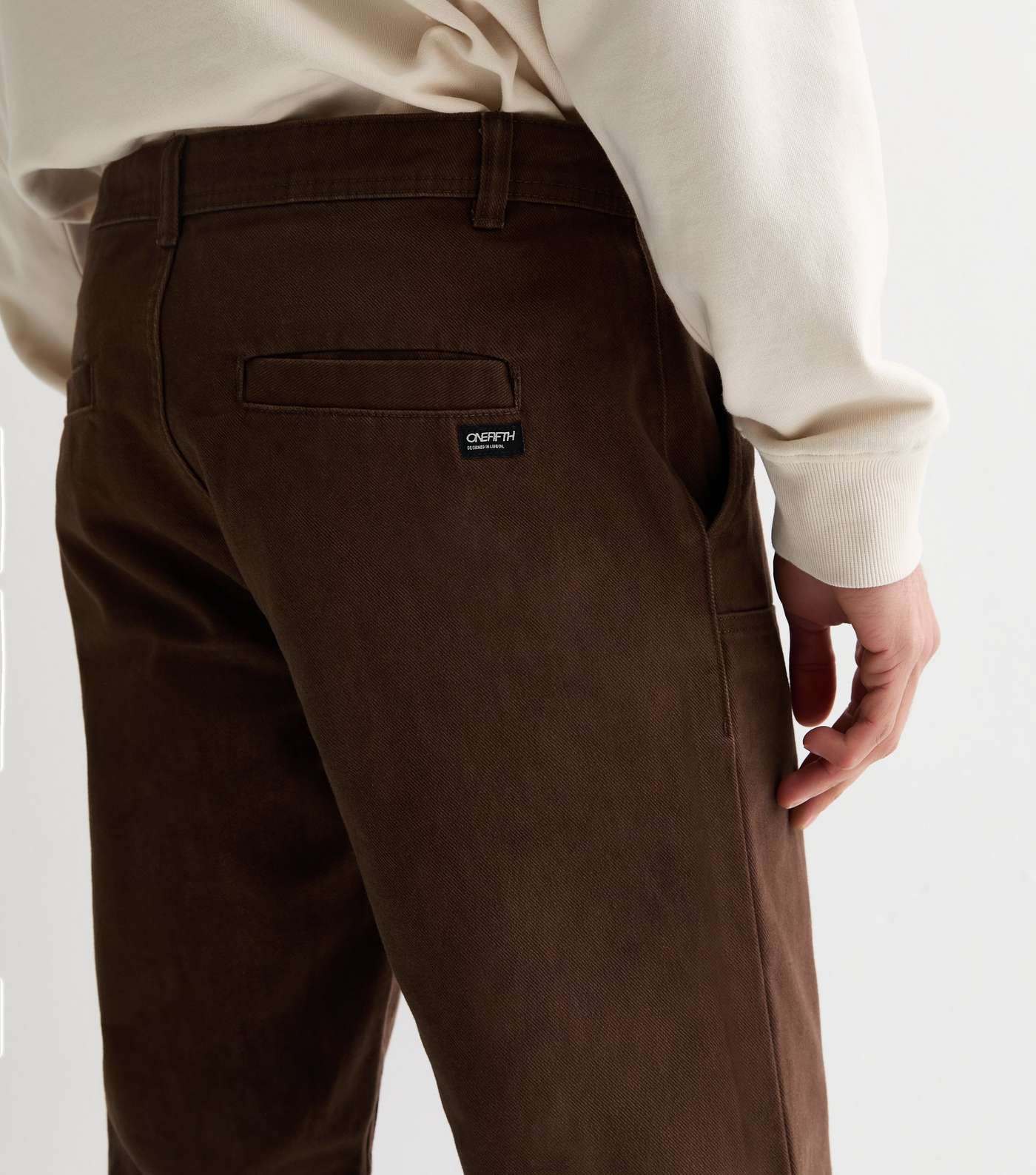 Dark Brown Panelled Straight Fit Trousers Image 2