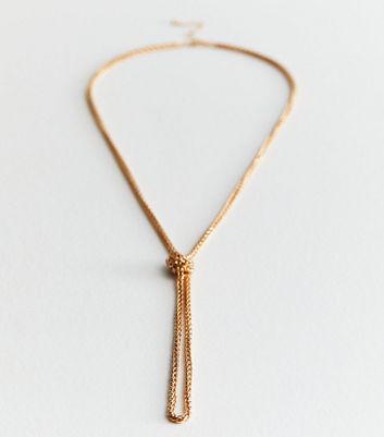 Gold tassel necklace new deals look