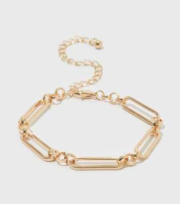 Gold Rectangle Link Chain Bracelet