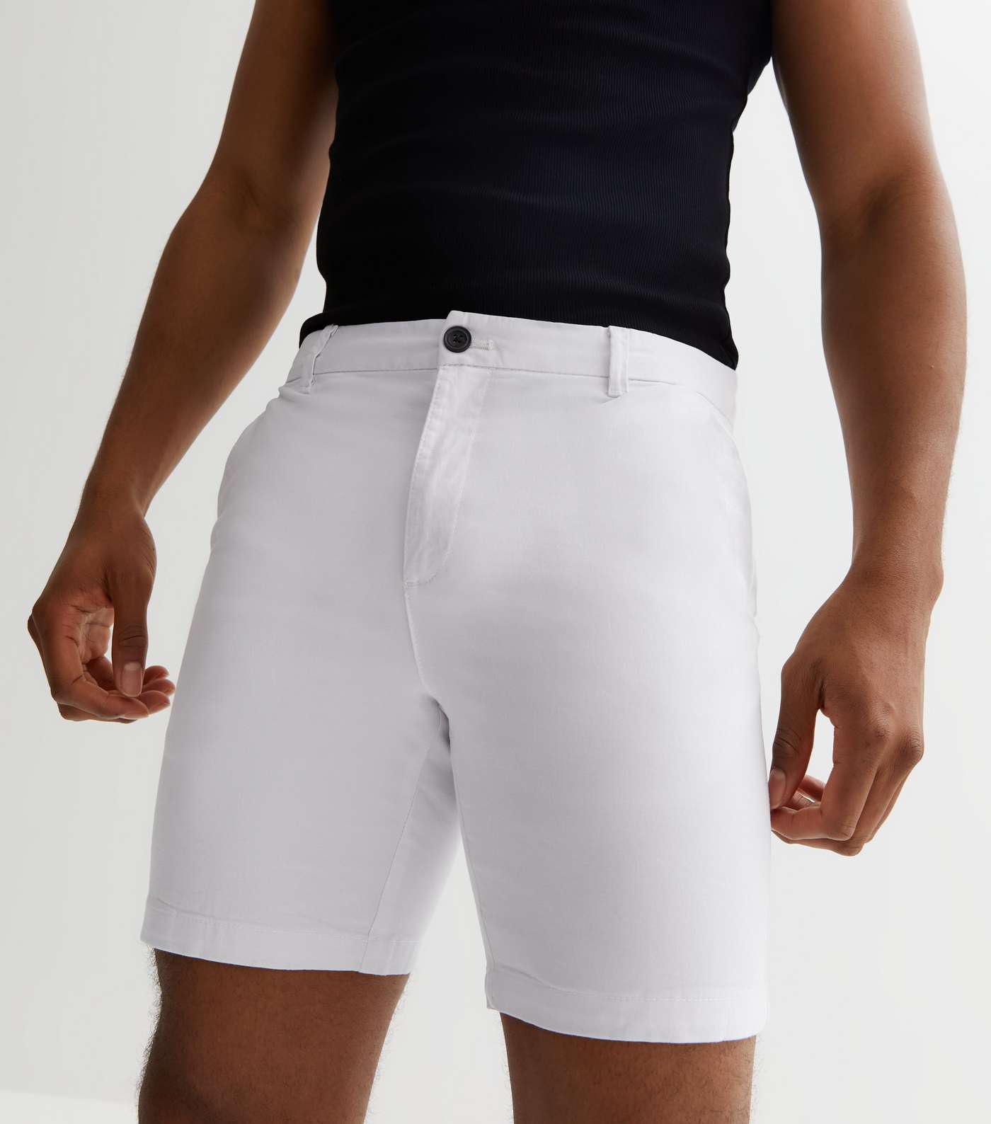 White Slim Fit Chino Shorts Image 3