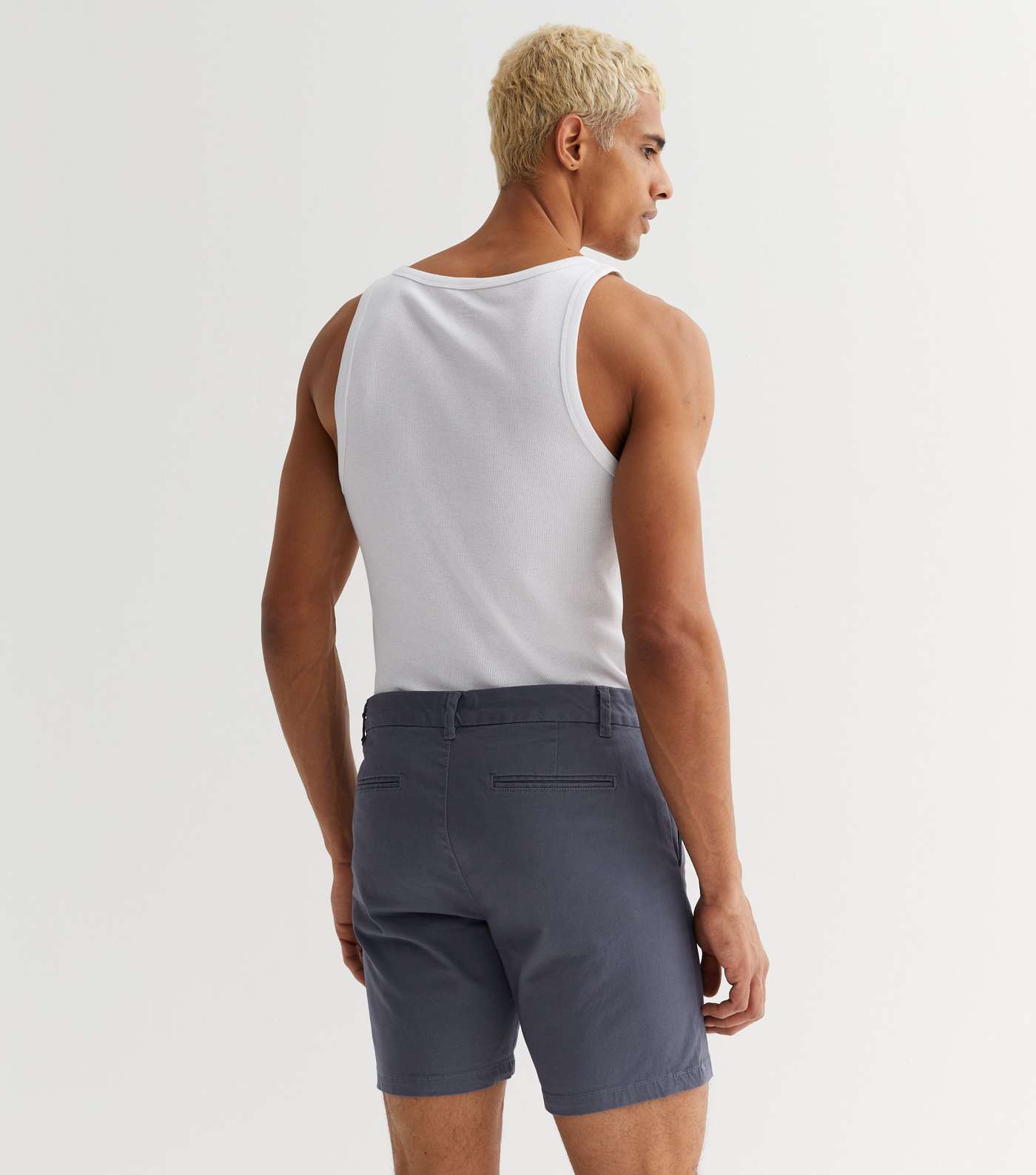 Bright Blue Slim Fit Chino Shorts Image 4