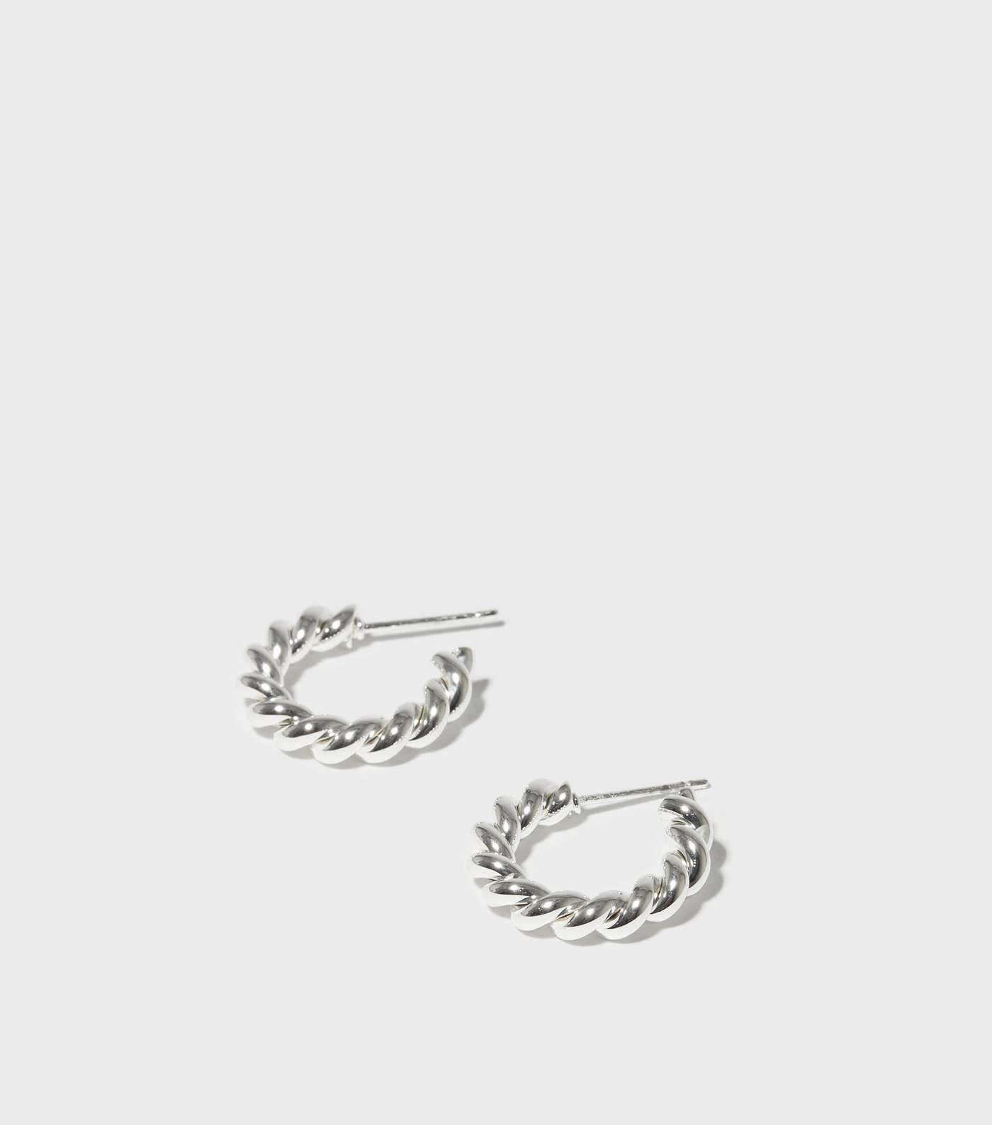 Real Silver Plated Twist Hoop Earrings