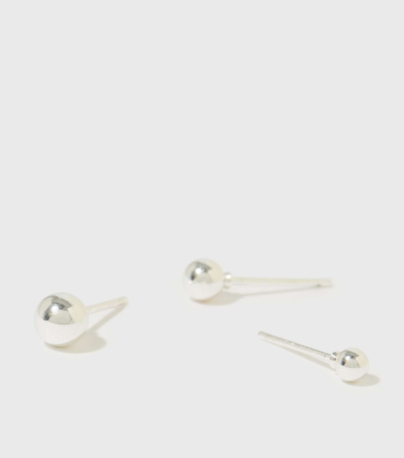 3 Pack Real Sliver Plate Ball Stud Earrings Image 2