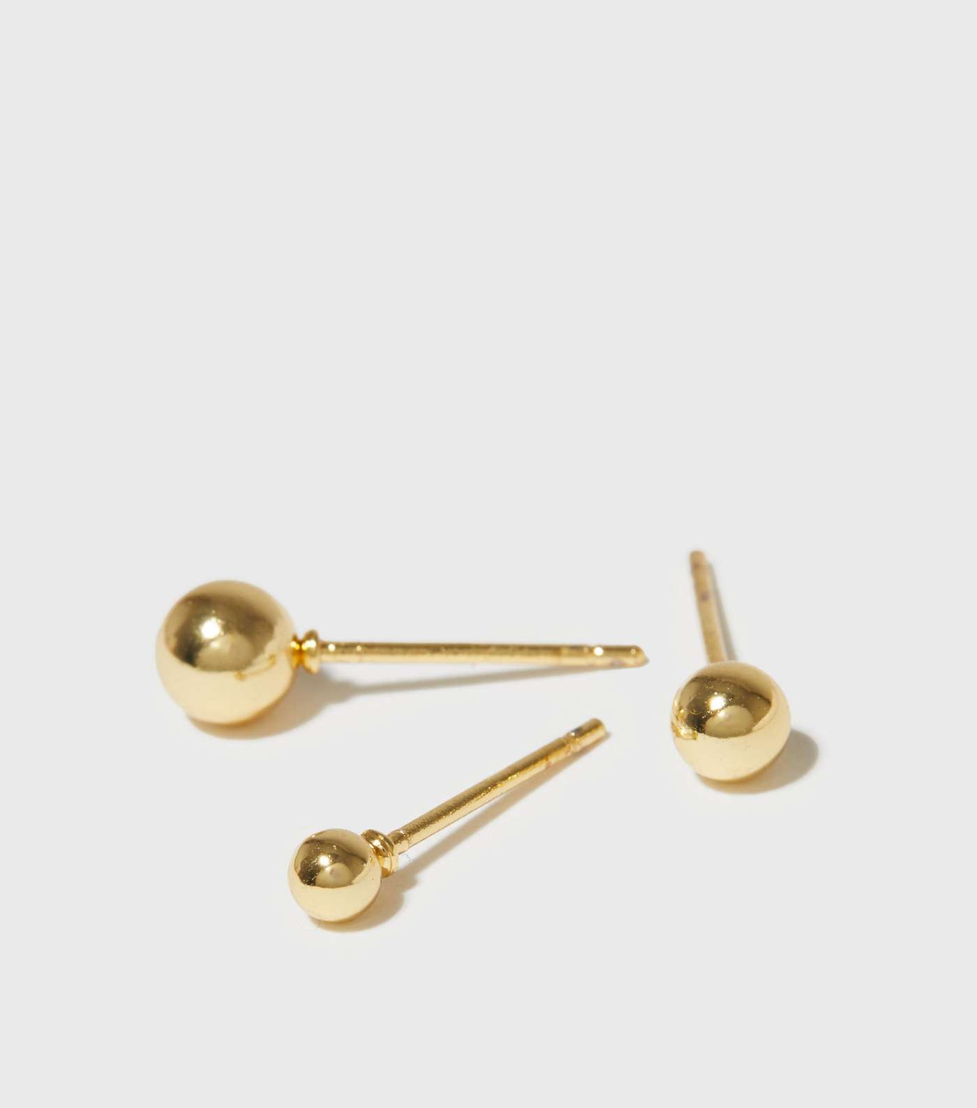 3 Pack Real Gold Plated Ball Stud Earrings Image 2