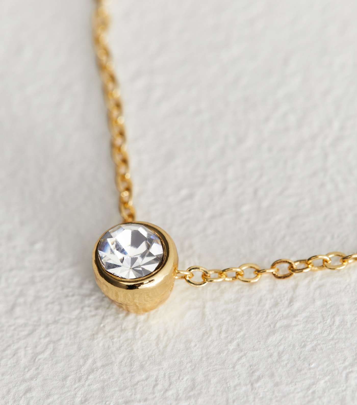 Real Gold Plated Diamanté Pendant Necklace Image 3