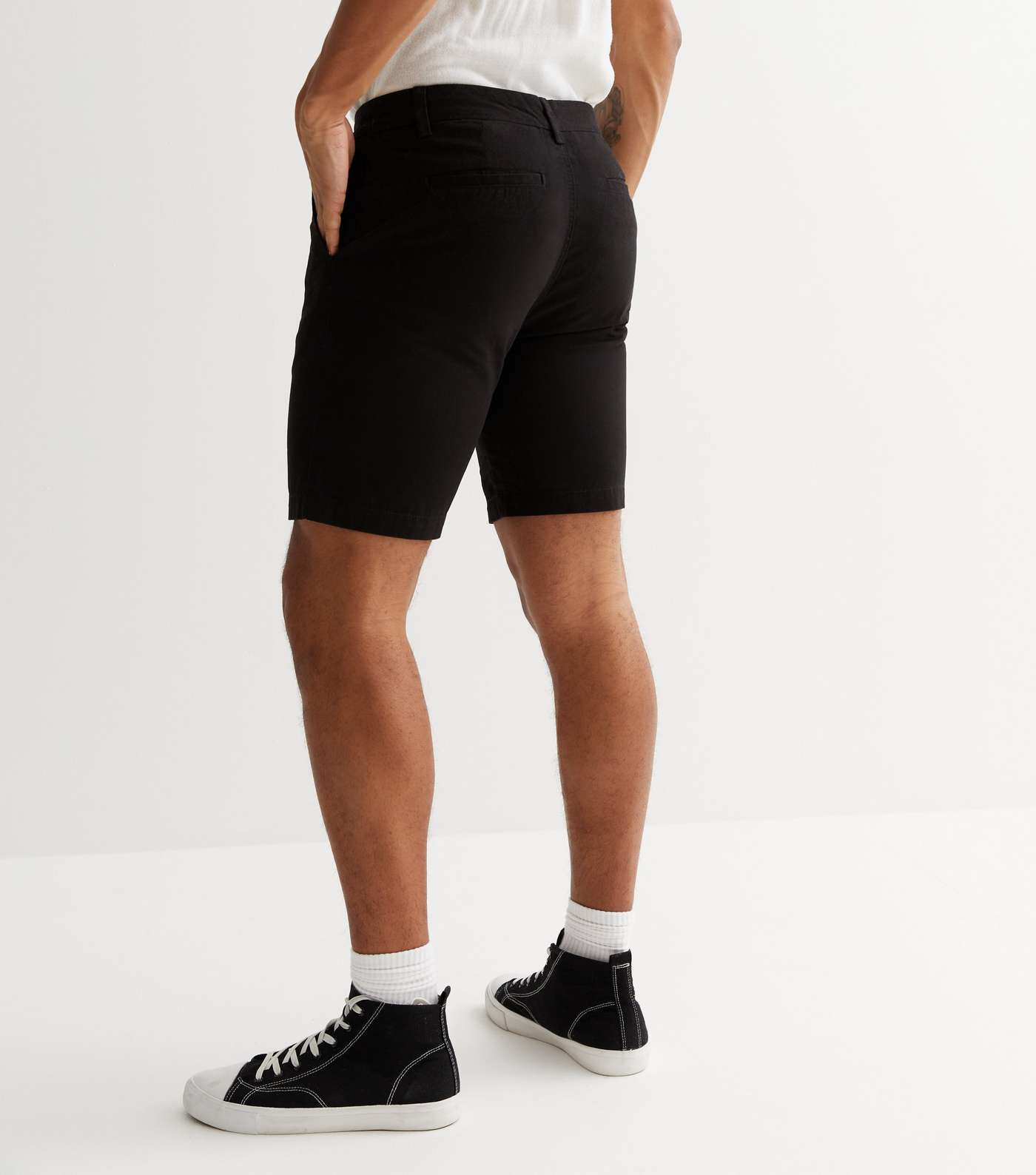 Black Straight Fit Chino Shorts Image 4