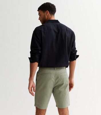 Men's Olive Straight Fit Chino Shorts New Look