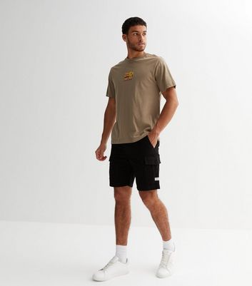 Black Slim Fit Cargo Shorts