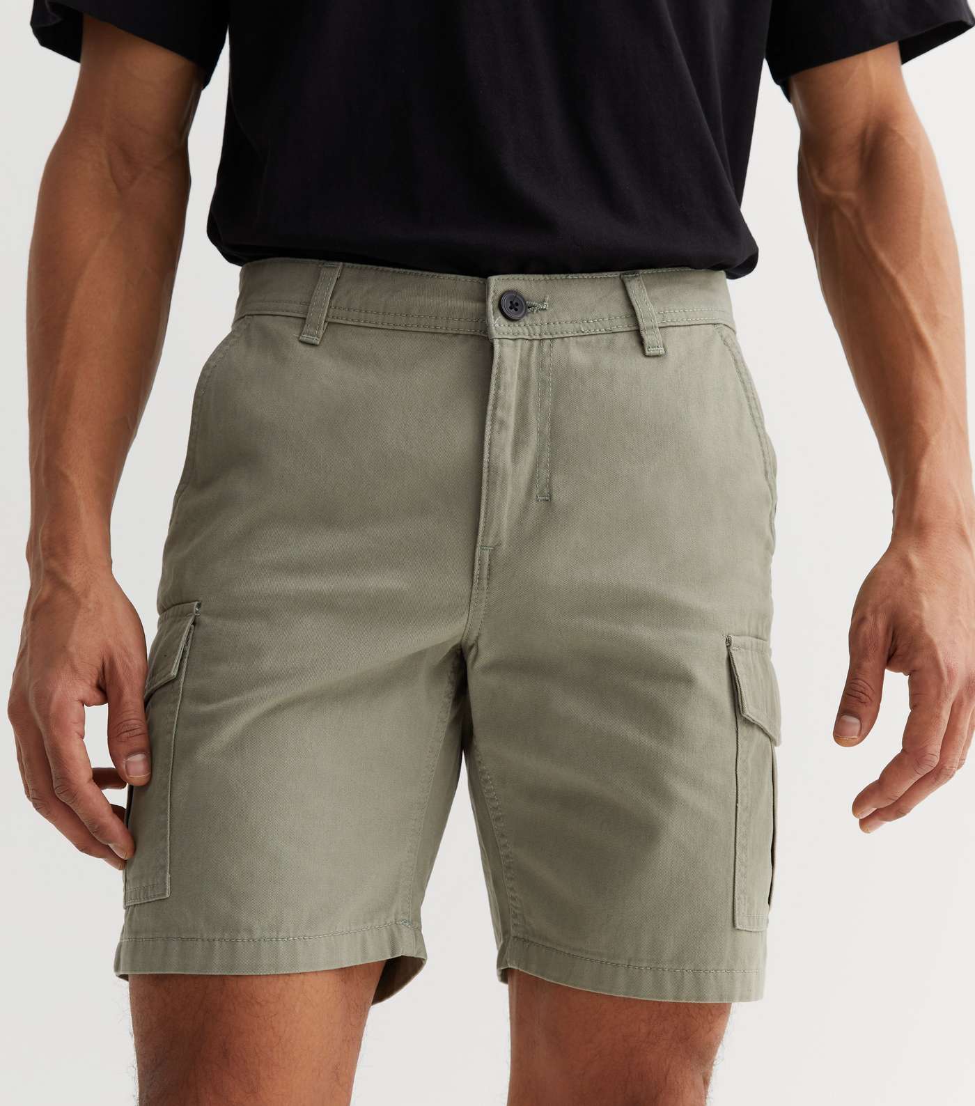 Olive Slim Fit Cargo Shorts Image 3