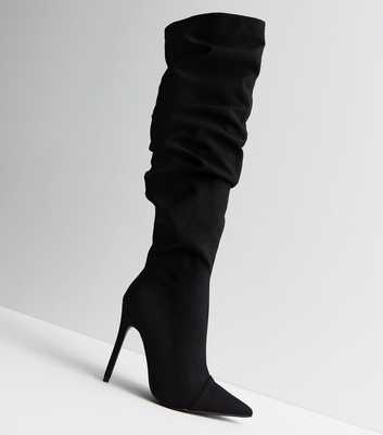 Public Desire Black Over the Knee Stiletto Heel Boots