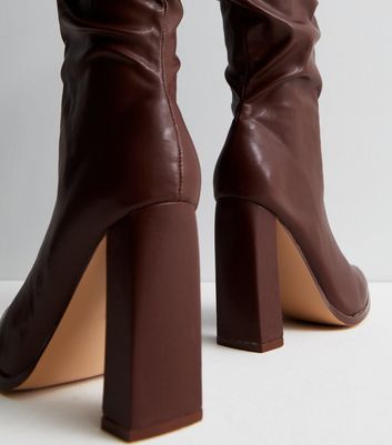 Boots, Leather Look Ruched Ankle Boots