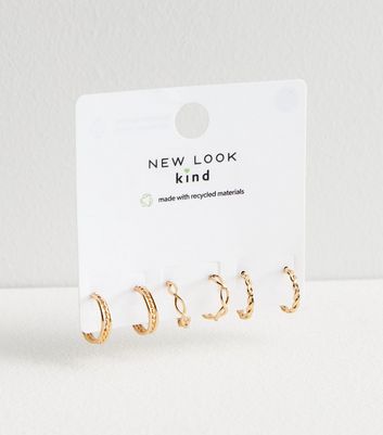3 Pack Gold Twist Mini Hoop Earrings