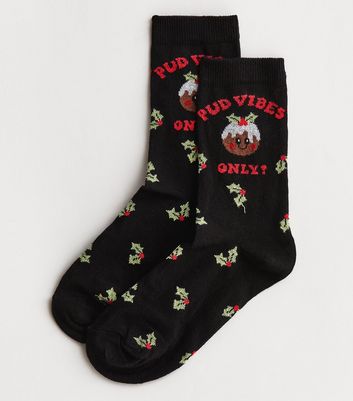 Black Christmas Pudding Socks