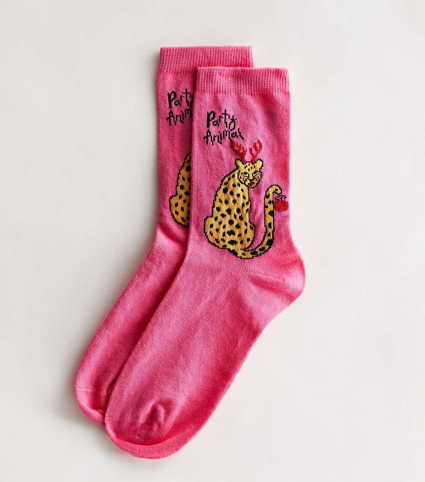 Bright Pink Party Animal Christmas Socks