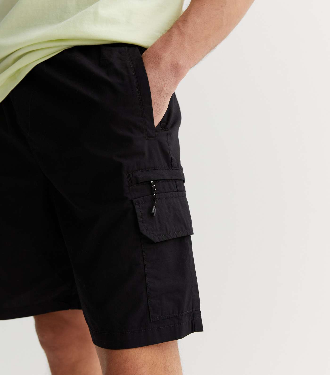 Black Zip Cargo Shorts Image 3